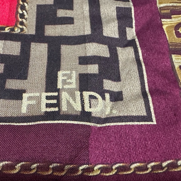 Fendi Vintage Maroon & Leopard Handkerchief - Picture 2 of 4